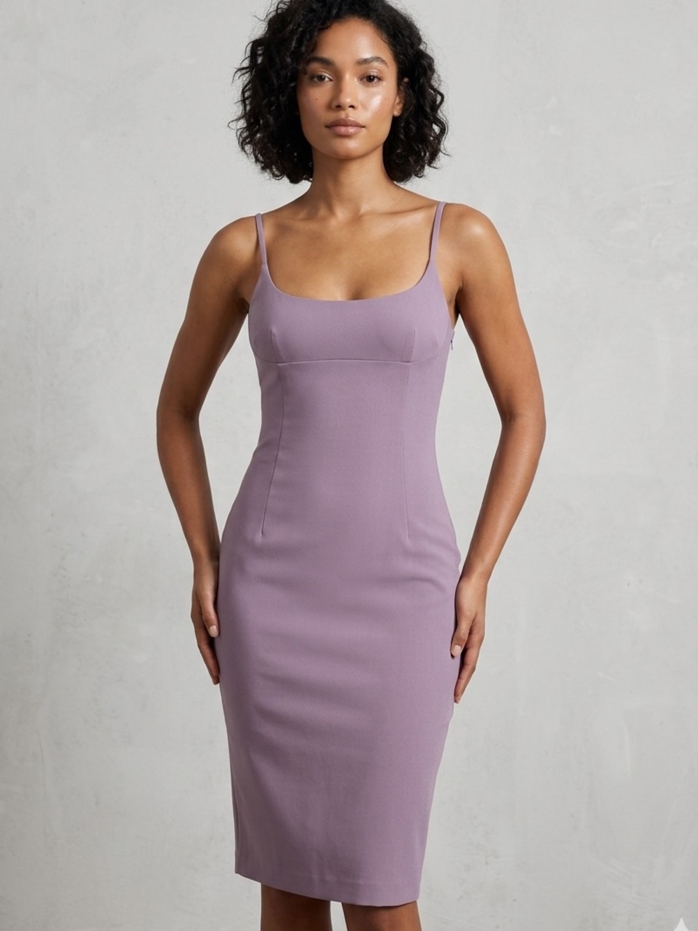 Dolce & Gabbana Lavender Square Neckline Midi Length Dress